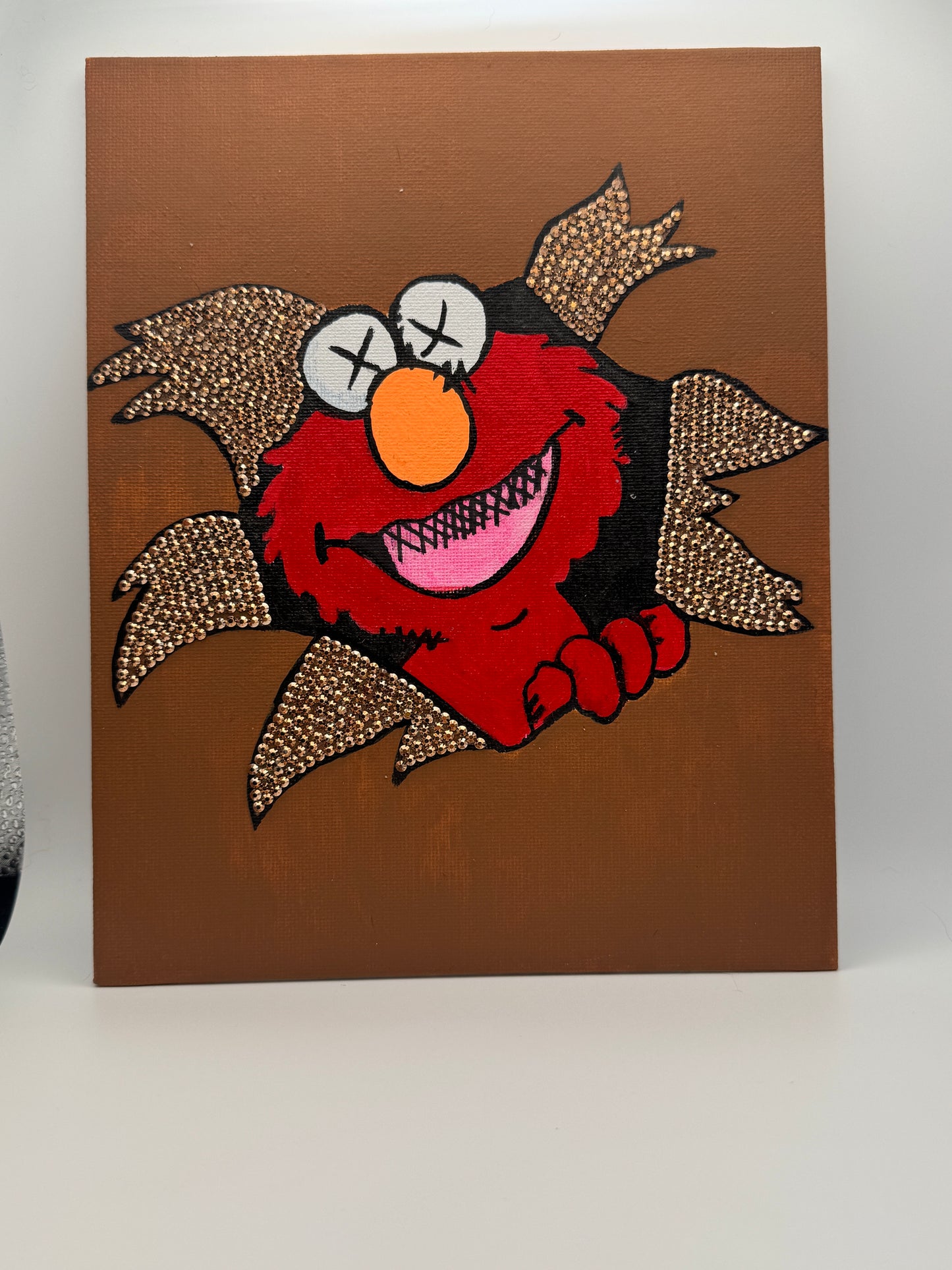 Elmo's Sparkle Surprise -- 8x10" Handcrafted Rhinestone Art