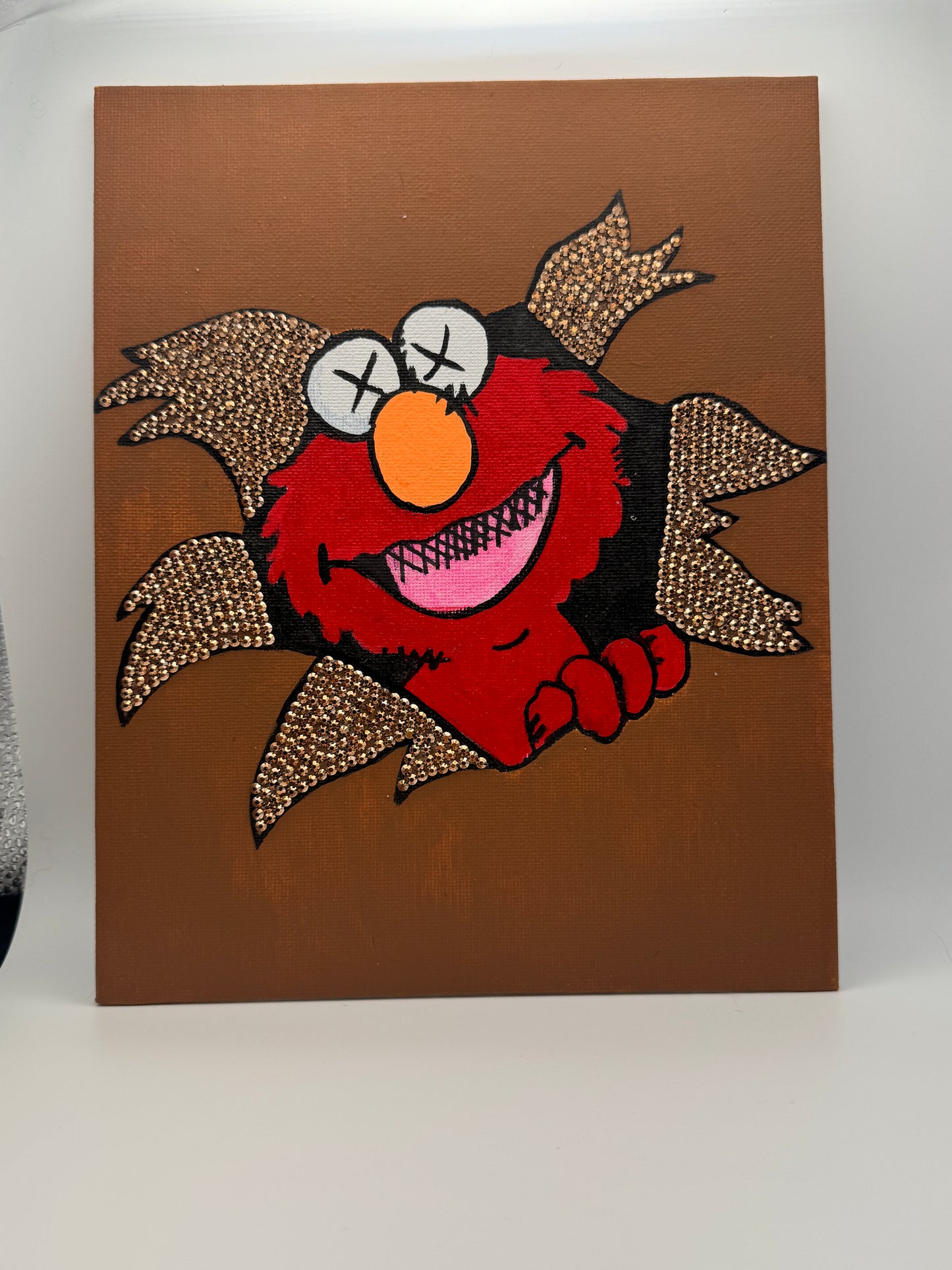 Elmo's Sparkle Surprise -- 8x10" Handcrafted Rhinestone Art